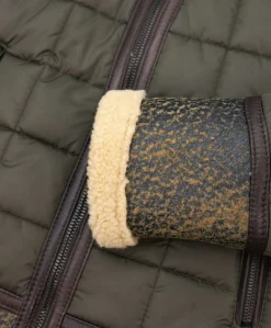 Uomo D'Arienzo Andrew - Piumino trapuntato verde profili pelle e shearling testa di moro