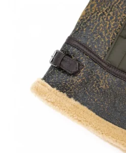 Uomo D'Arienzo Andrew - Piumino trapuntato verde profili pelle e shearling testa di moro