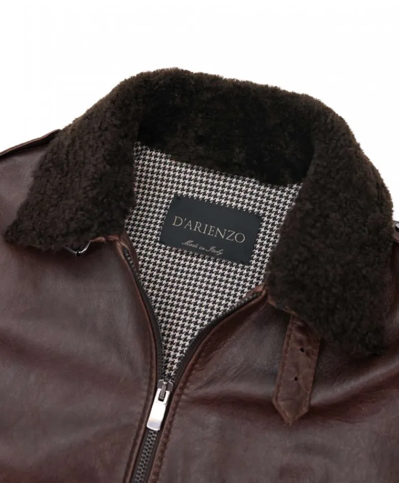 Donna D'Arienzo Antea - Bomber aviator in pelle testa di moro effetto vintage