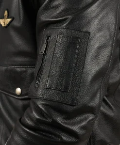 Uomo D'Arienzo Aviator - Giubbotto aviatore in pelle raggrinzita nera collo montone