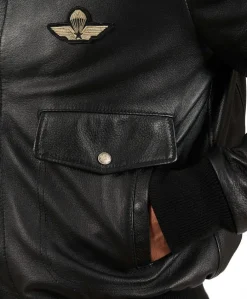 Uomo D'Arienzo Aviator - Giubbotto aviatore in pelle raggrinzita nera collo montone