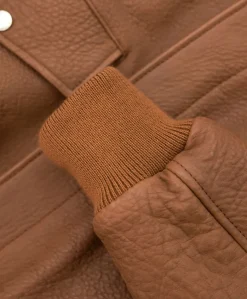 Uomo D'Arienzo Aviator - Giubbotto aviatore in pelle raggrinzita color cuoio collo montone