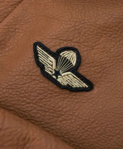 Uomo D'Arienzo Aviator - Giubbotto aviatore in pelle raggrinzita color cuoio collo montone