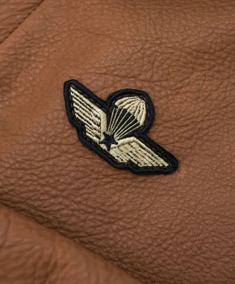 Uomo D'Arienzo Aviator - Giubbotto aviatore in pelle raggrinzita color cuoio collo montone