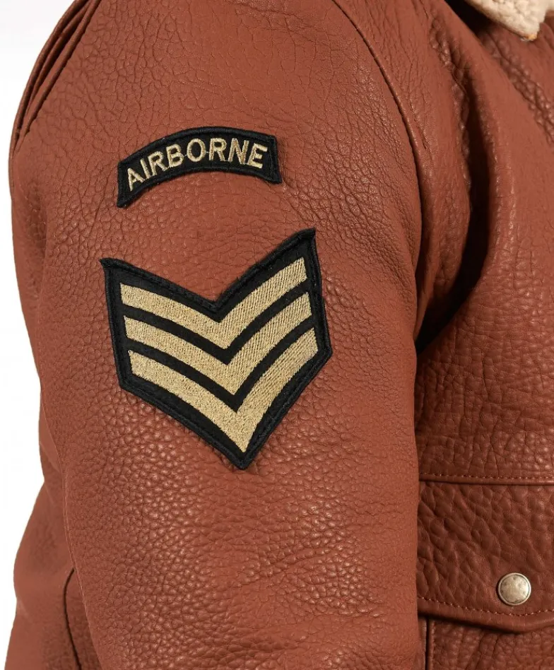 Uomo D'Arienzo Aviator - Giubbotto aviatore in pelle raggrinzita color cuoio collo montone