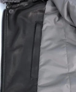 Uomo D'Arienzo Aviator - Giubbotto bomber aviatore in pelle nera collo montone