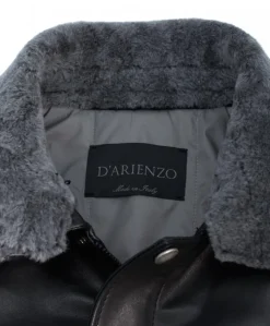 Uomo D'Arienzo Aviator - Giubbotto bomber aviatore in pelle nera collo montone