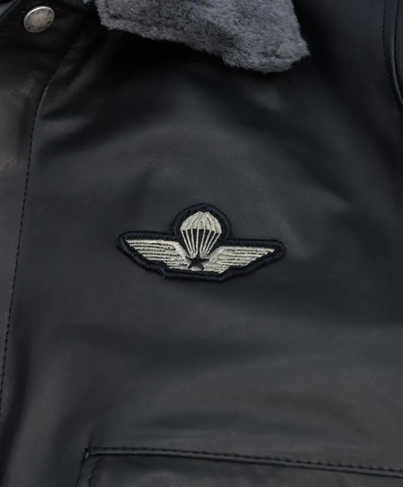 Uomo D'Arienzo Aviator - Giubbotto bomber aviatore in pelle nera collo montone
