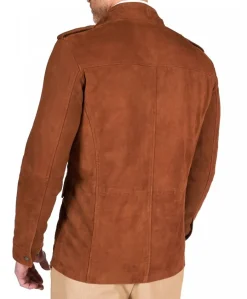 Uomo D'Arienzo Axel - Sahariana camoscio color cuoio uomo con tasche applicate