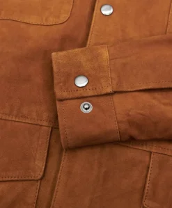 Uomo D'Arienzo Axel - Sahariana camoscio color cuoio uomo con tasche applicate