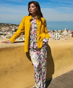Donna D'Arienzo Beatrix - Camicia in pelle scamosciata gialla vestibilità over