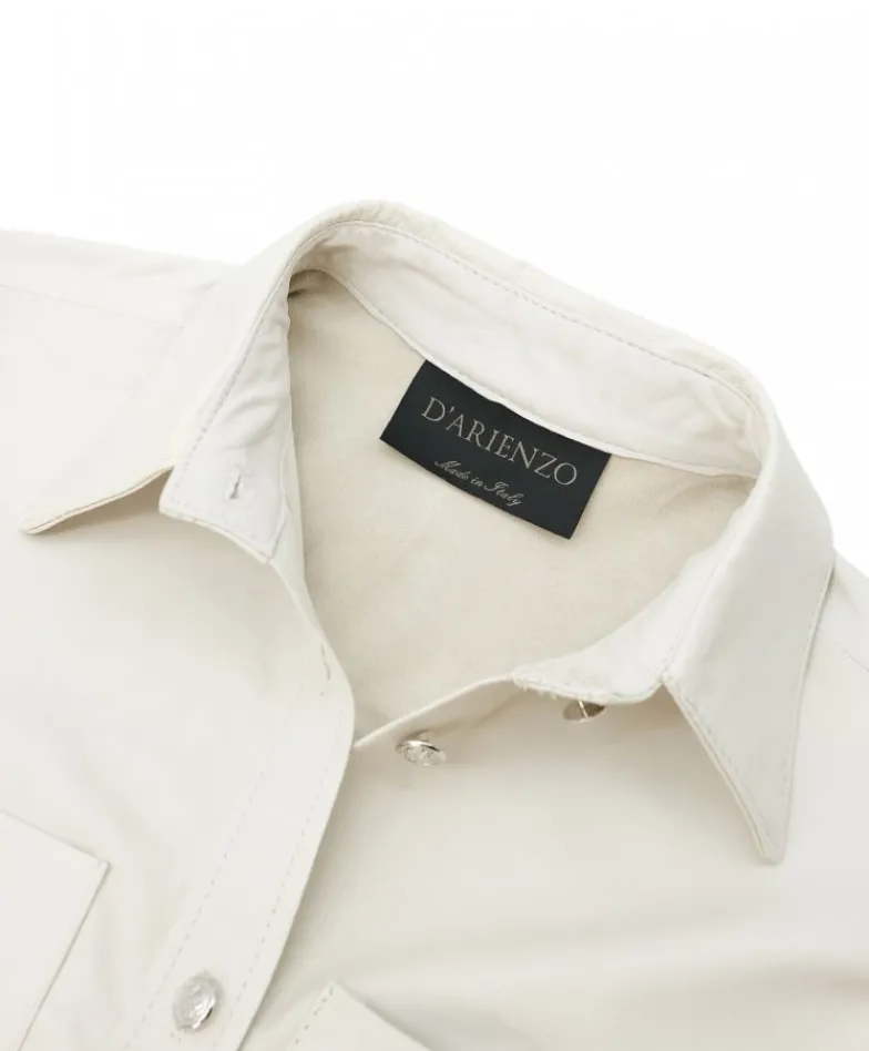 Donna D'Arienzo Beatrix - Camicia in pelle naturale color ghiaccio vestibilità over