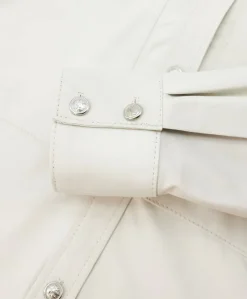 Donna D'Arienzo Beatrix - Camicia in pelle naturale color ghiaccio vestibilità over