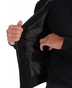 Uomo D'Arienzo Biancolino - Giubbotto Bomber in pelle scamosciata nera con cappuccio