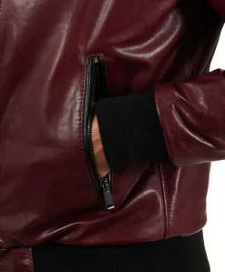 Uomo D'Arienzo Biancolino - Giubbotto Bomber in pelle vintage vinaccio con cappuccio