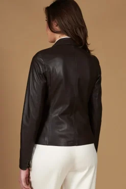 Donna D'Arienzo Blazer - Giacca blazer in pelle testa di moro due bottoni nappa effetto liscio