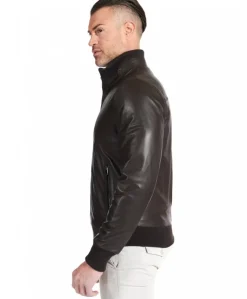 Uomo D'Arienzo Bomber - Giubbotto Bomber in pelle naturale testa di moro collo alto lana