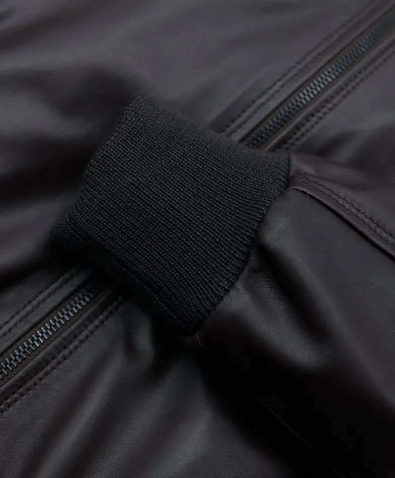 Uomo D'Arienzo Bomber - Giubbotto Bomber in pelle naturale testa di moro collo alto lana