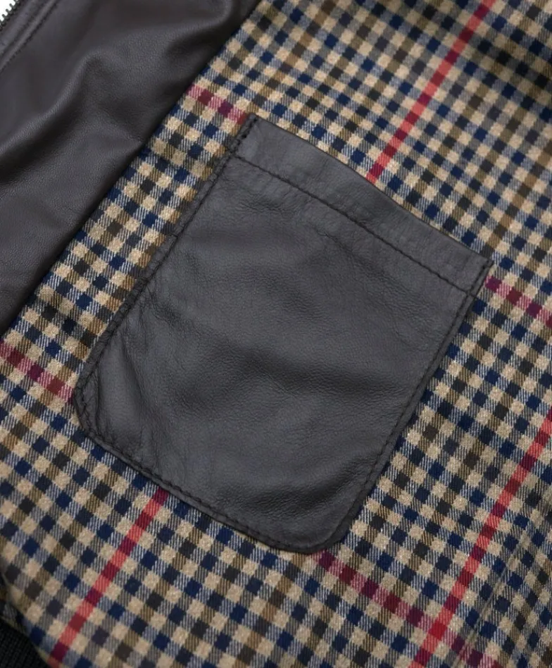 Uomo D'Arienzo Bomber - Giubbotto Bomber in pelle naturale testa di moro collo alto lana