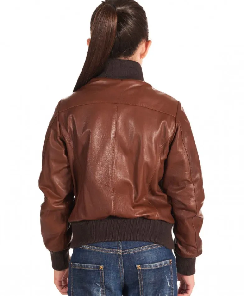 Bambino D'Arienzo Bomber Baby - Bomber Baby Unisex in pelle cuoio effetto vintage