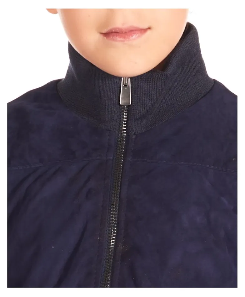 Bambino D'Arienzo Bomber Baby - Bomber Baby Unisex in pelle scamosciata blu