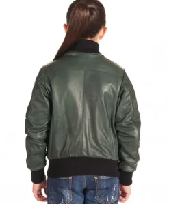 Bambino D'Arienzo Bomber Baby - Bomber Baby Unisex in pelle naturale verde