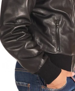 Bambino D'Arienzo Bomber Baby - Bomber in pelle nera per bambino Unisex