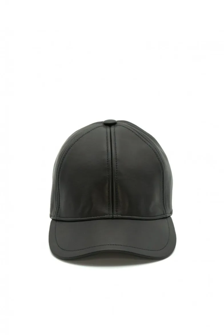 Uomo D'Arienzo Boston - Cappello baseball in pelle nera unisex berretto strappo regolabile