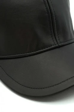 Uomo D'Arienzo Boston - Cappello baseball in pelle nera unisex berretto strappo regolabile