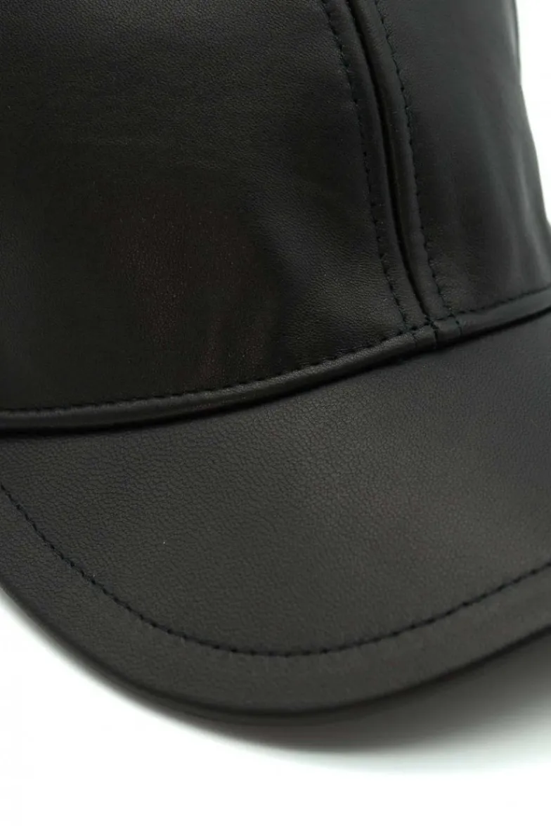 Uomo D'Arienzo Boston - Cappello baseball in pelle nera unisex berretto strappo regolabile