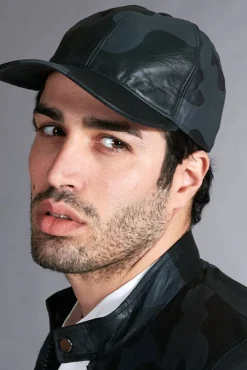 Uomo D'Arienzo Boston - Cappello baseball in pelle nera mimetico unisex berretto strappo regolabile