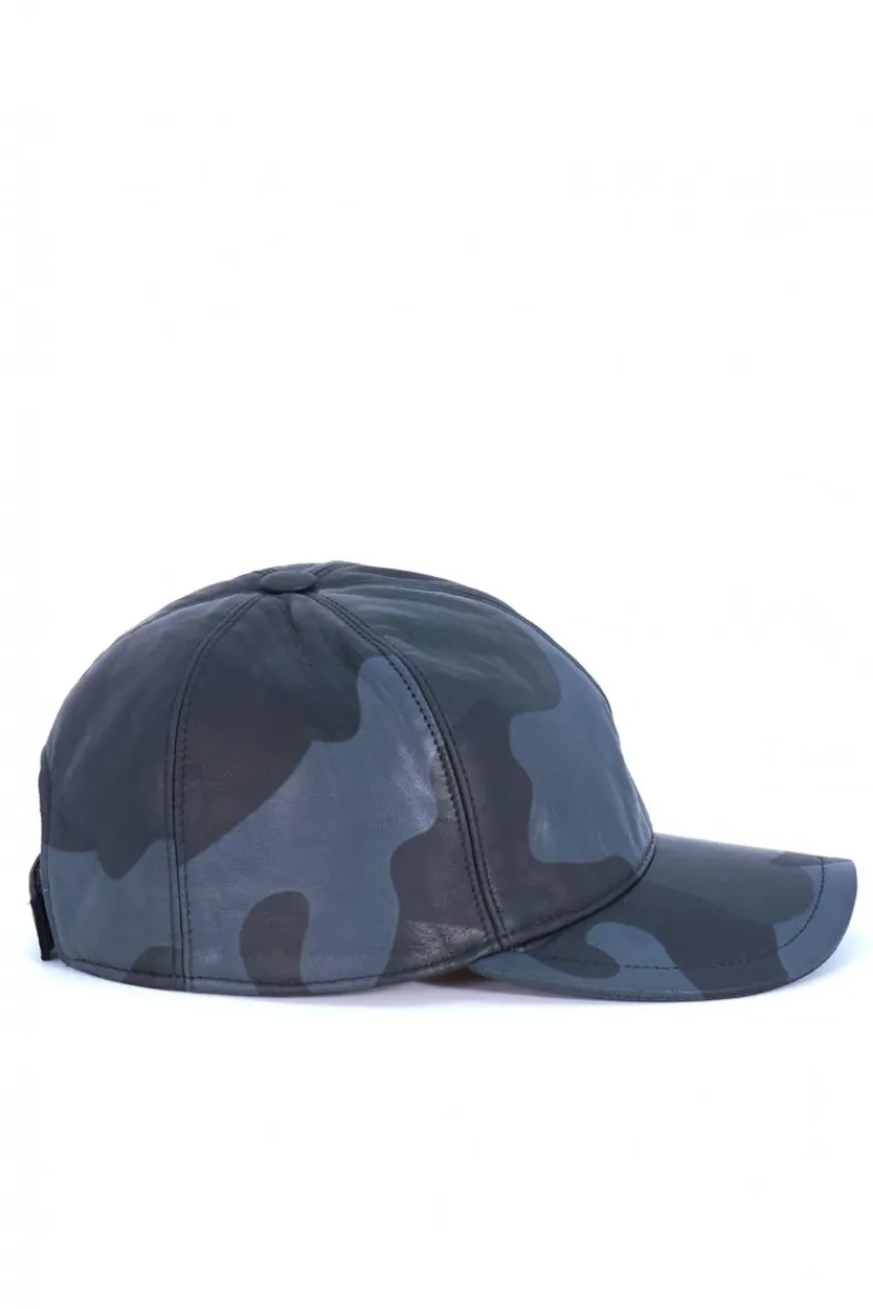Uomo D'Arienzo Boston - Cappello baseball in pelle nera mimetico unisex berretto strappo regolabile