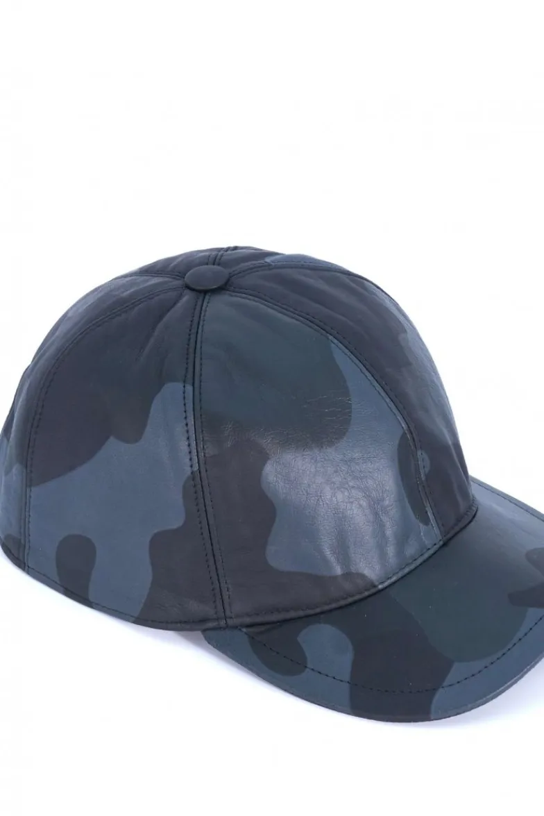 Uomo D'Arienzo Boston - Cappello baseball in pelle nera mimetico unisex berretto strappo regolabile