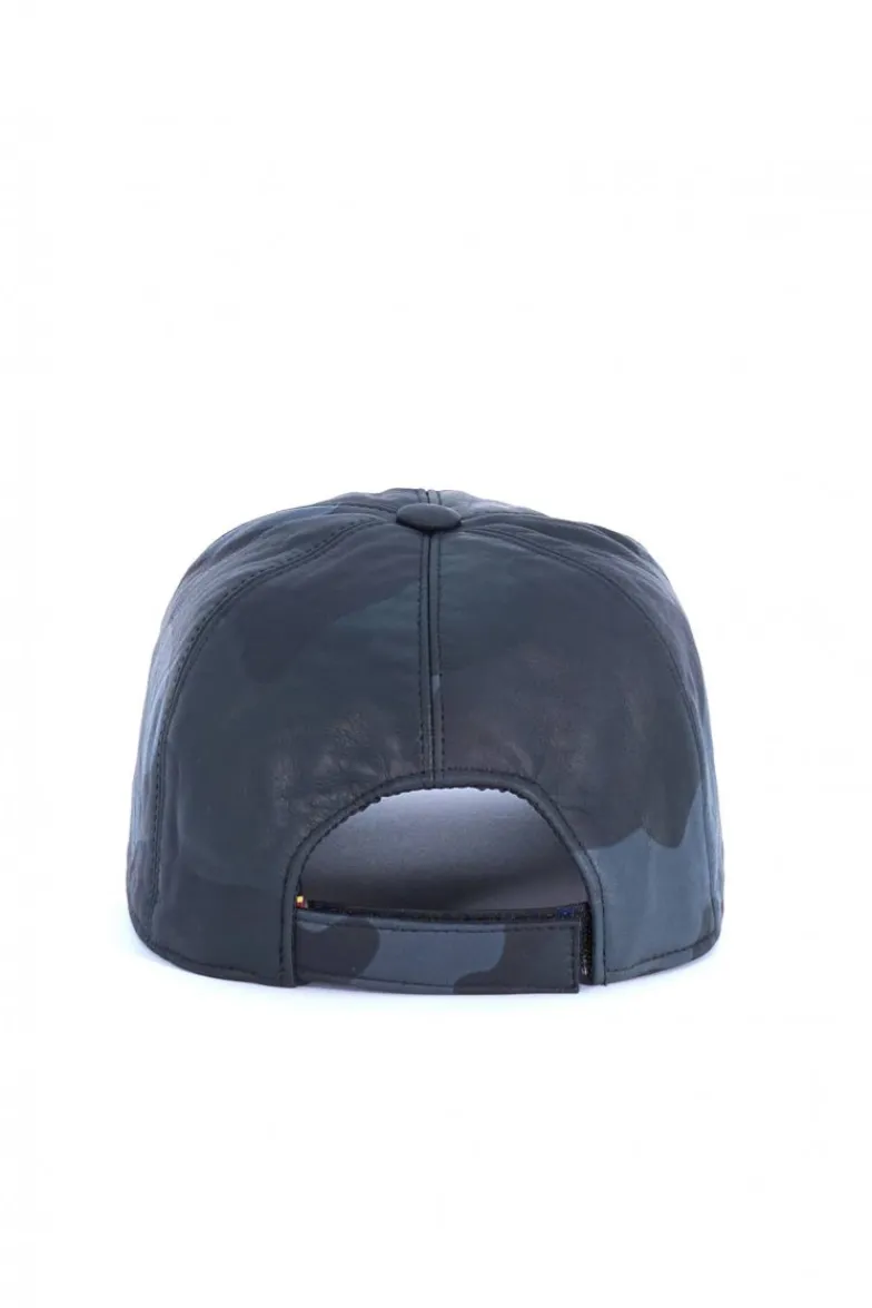 Uomo D'Arienzo Boston - Cappello baseball in pelle nera mimetico unisex berretto strappo regolabile