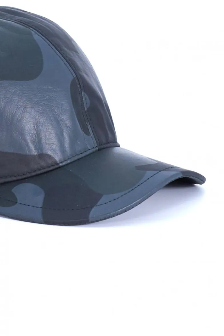 Uomo D'Arienzo Boston - Cappello baseball in pelle nera mimetico unisex berretto strappo regolabile