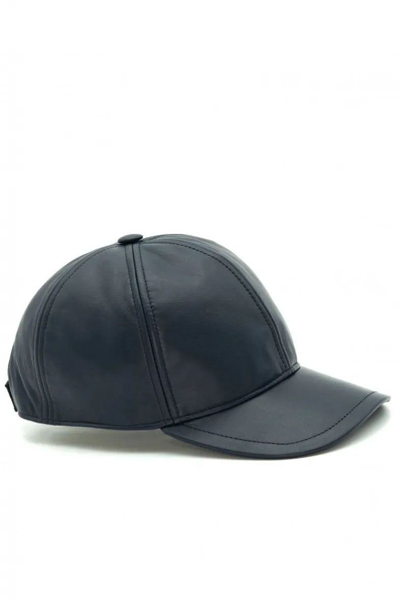 Uomo D'Arienzo Boston - Cappello baseball in pelle blu unisex berretto strappo regolabile
