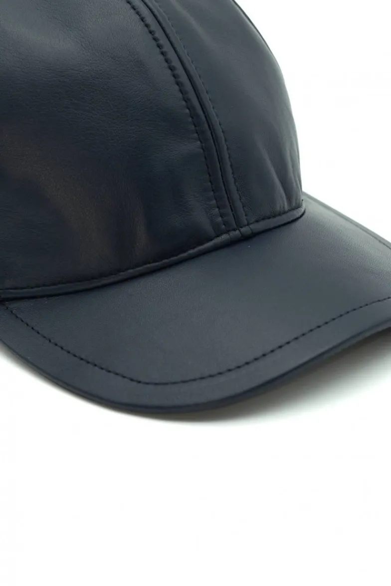 Uomo D'Arienzo Boston - Cappello baseball in pelle blu unisex berretto strappo regolabile