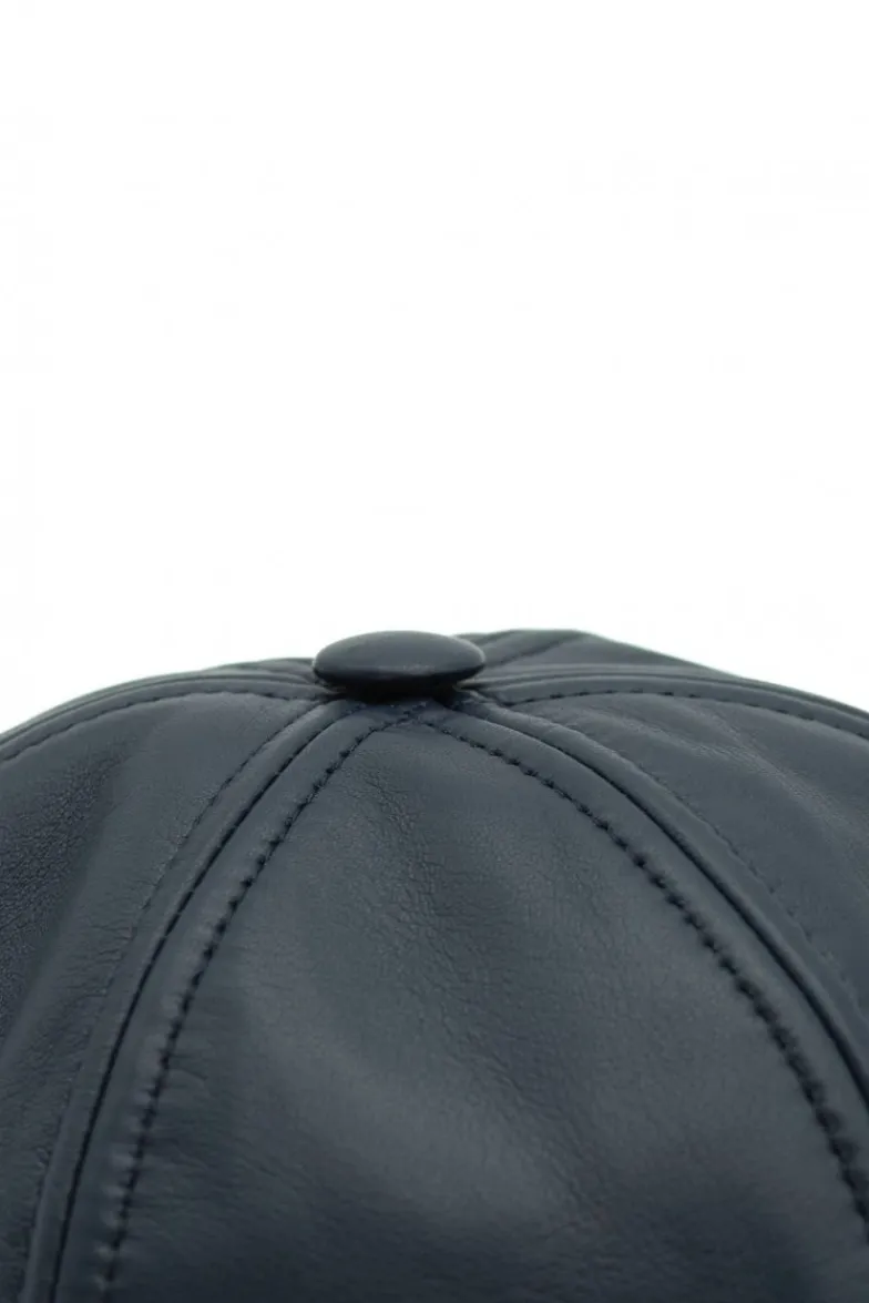 Uomo D'Arienzo Boston - Cappello baseball in pelle blu unisex berretto strappo regolabile