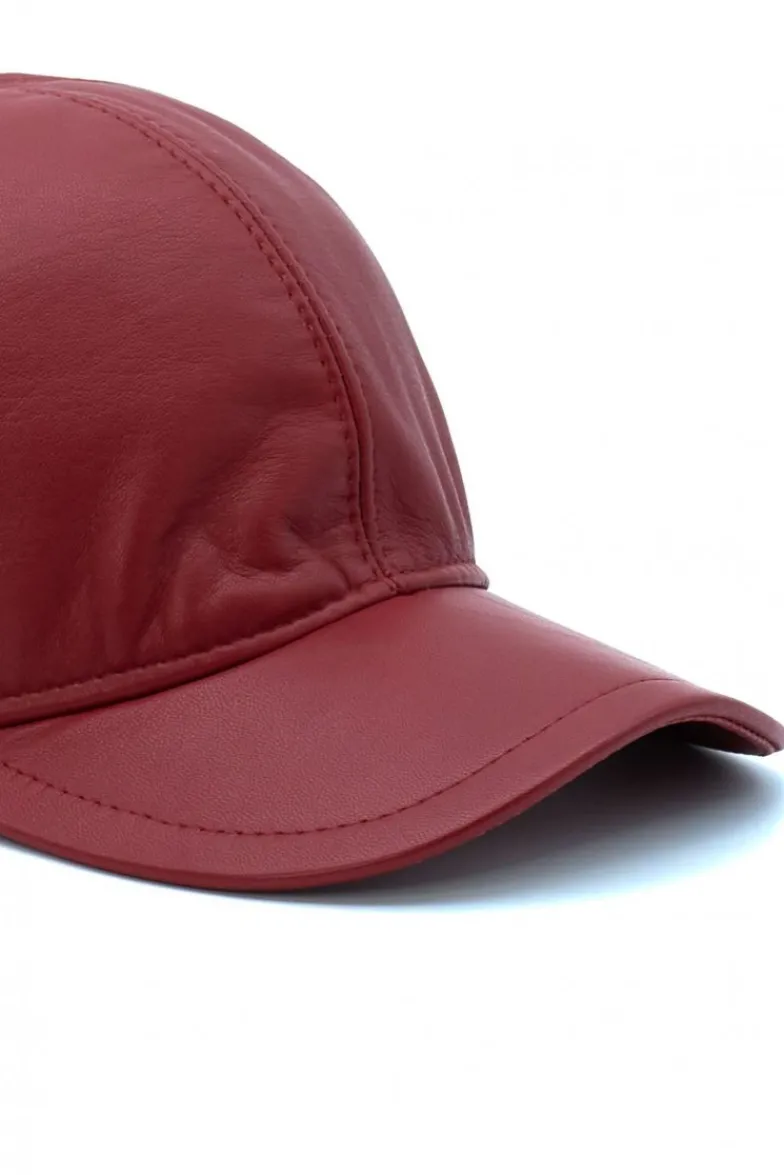 Uomo D'Arienzo Boston - Cappello baseball in pelle rosso unisex berretto strappo regolabile
