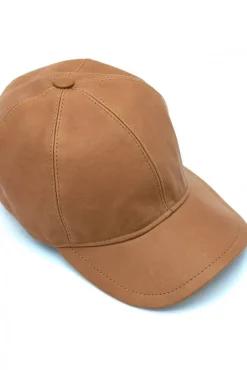 Uomo D'Arienzo Boston - Cappello baseball in pelle miele unisex berretto strappo regolabile