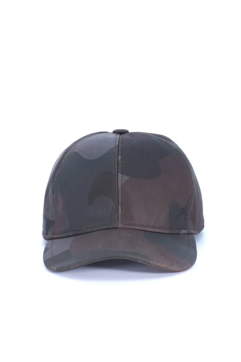 Uomo D'Arienzo Boston - Cappello baseball in pelle verde mimetico unisex berretto strappo regolabile