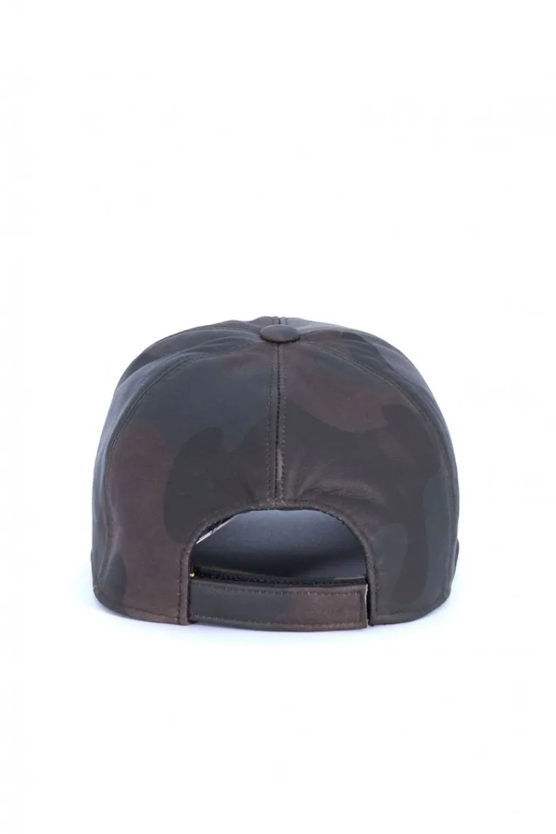 Uomo D'Arienzo Boston - Cappello baseball in pelle verde mimetico unisex berretto strappo regolabile