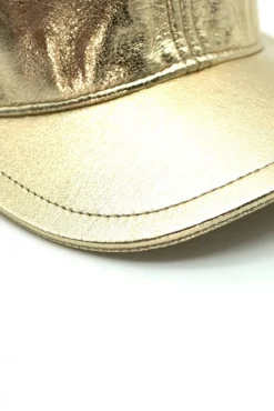 Donna D'Arienzo Boston - Cappello baseball in pelle oro unisex berretto strappo regolabile