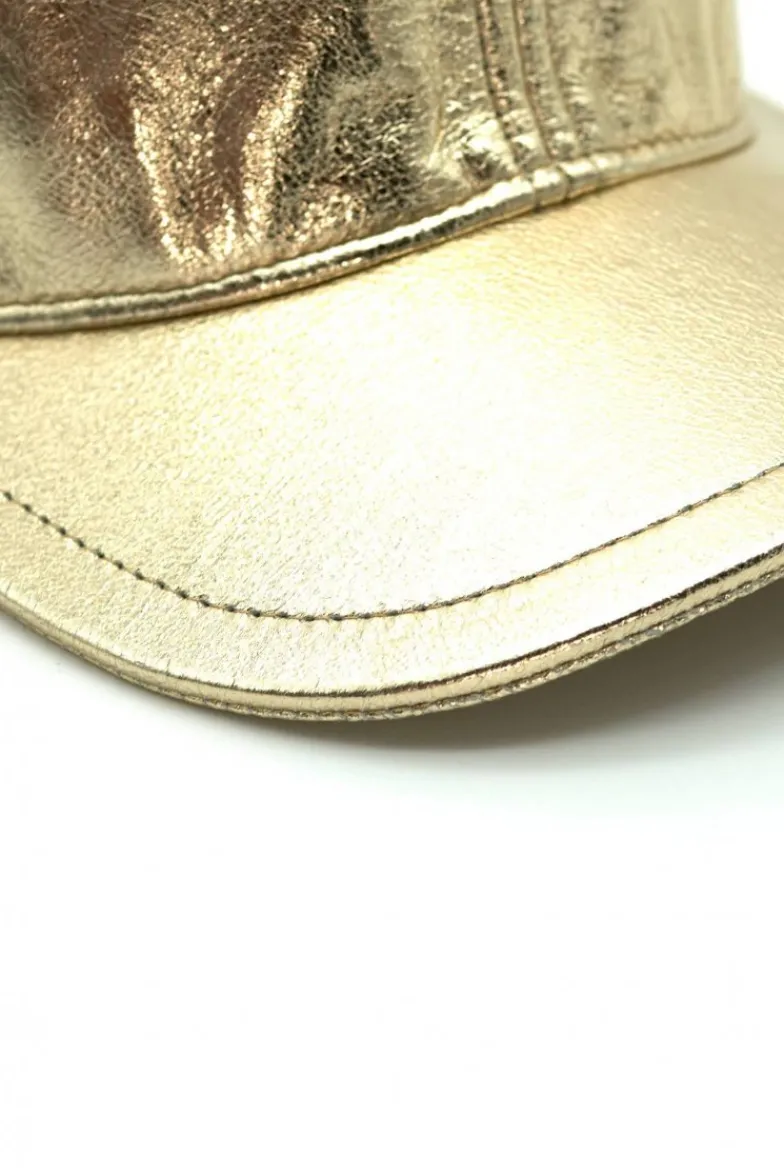 Donna D'Arienzo Boston - Cappello baseball in pelle oro unisex berretto strappo regolabile