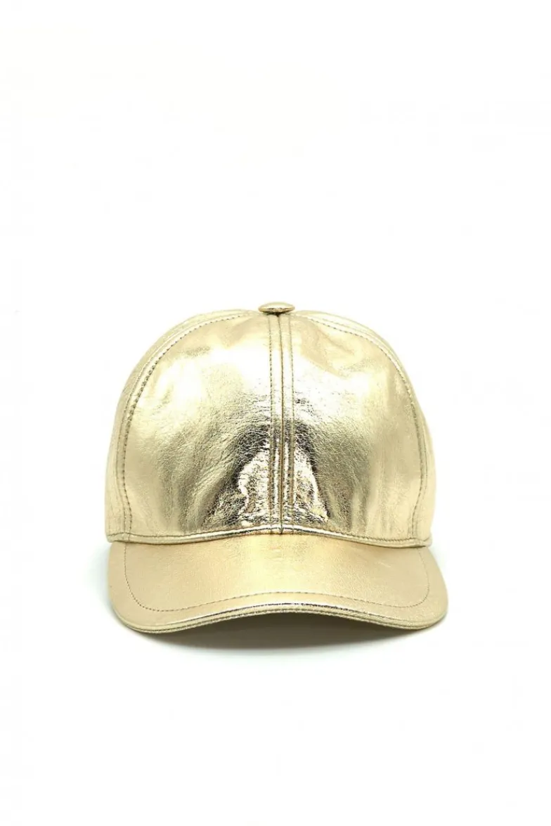 Donna D'Arienzo Boston - Cappello baseball in pelle oro unisex berretto strappo regolabile