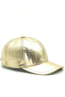 Donna D'Arienzo Boston - Cappello baseball in pelle oro unisex berretto strappo regolabile