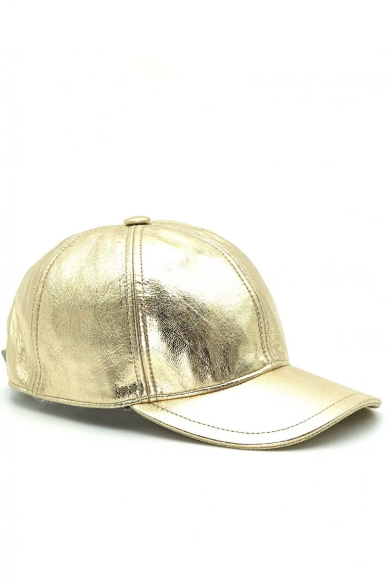 Donna D'Arienzo Boston - Cappello baseball in pelle oro unisex berretto strappo regolabile