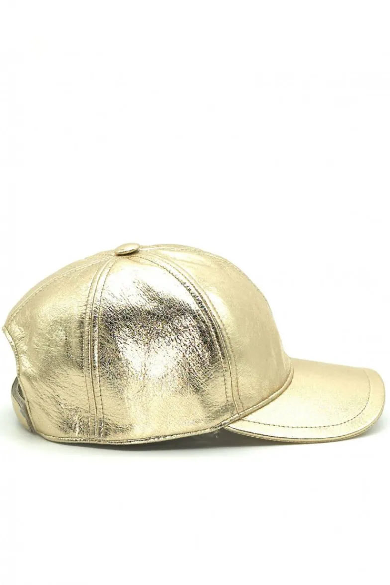 Donna D'Arienzo Boston - Cappello baseball in pelle oro unisex berretto strappo regolabile