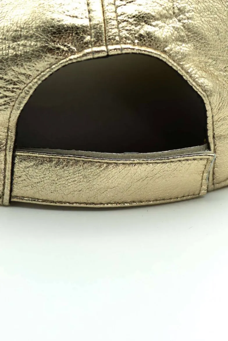 Donna D'Arienzo Boston - Cappello baseball in pelle oro unisex berretto strappo regolabile