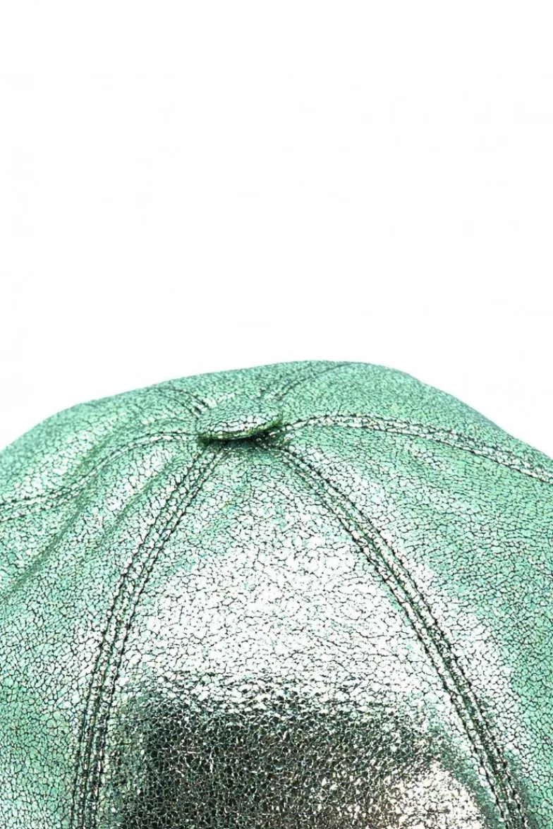 Donna D'Arienzo Boston - Cappello baseball in pelle laminata verde chiaro unisex strappo regolabile